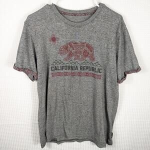 BKLYN California Republic Bear Shirt Men L Gray Aztec Tribal Graphic Soft Tee